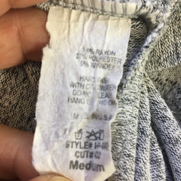 Volume Womens Small Jogger Made in USA Heather Gray 3 White Stripe Drawstring - Picture 11 of 12